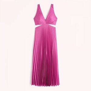 Abercrombie & Fitch Satin Pleated Cutout Maxi Dress NEW with tags!